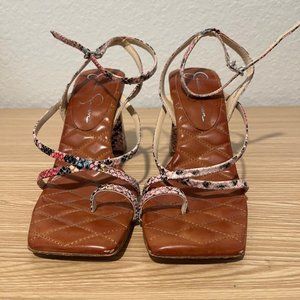 Jessica Simpson Pink Snakeskin Lace Up Heels